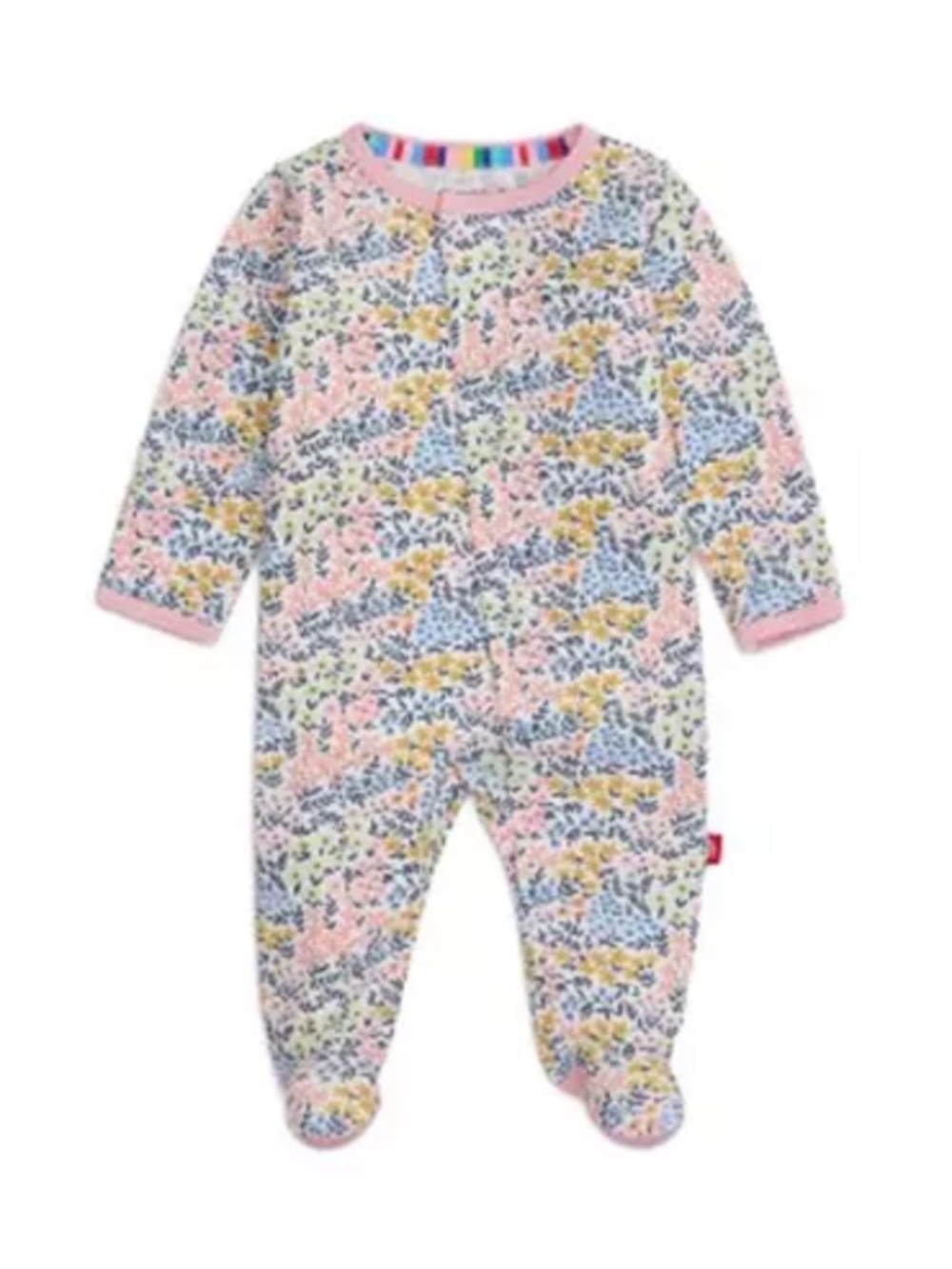 0-3mo Magnetic Me Chelsea Footie Pajama Pink Floral With Ruffles